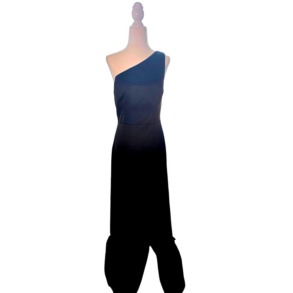 Birdy Grey Women's Small Black One Shoulder Satin Bridesmaid Cocktail Dress